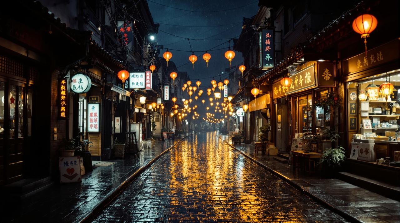 老街的灯 背景