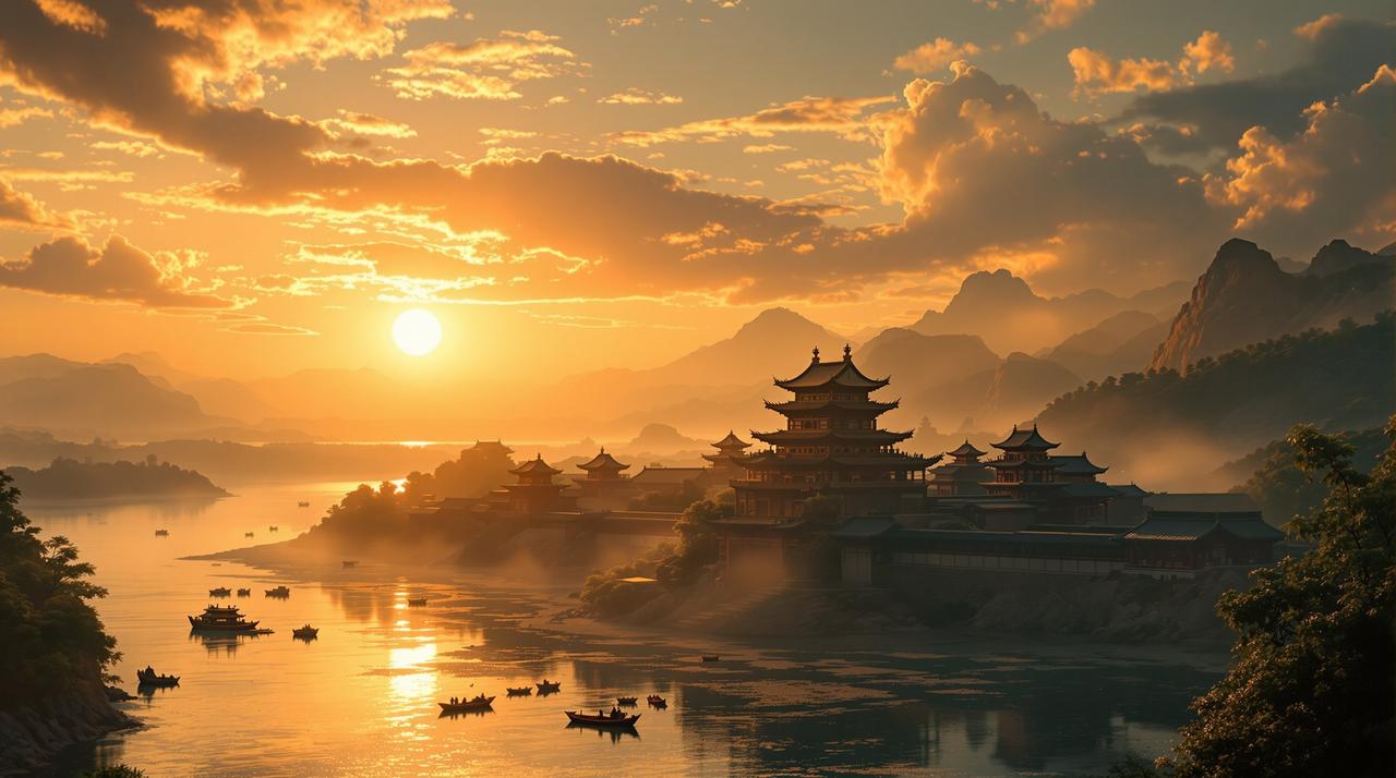 长河落日 背景